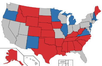Color coded map of 2020 Senate races