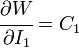 \cfrac{\partial W}{\partial I_1} = C_1