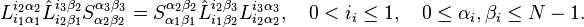 L_{i_1\alpha_1}^{i_2\alpha_2} {\hat L}_{i_2\beta_1}^{i_3\beta_2} S_{\alpha_2\beta_2}^{\alpha_3\beta_3}= S_{\alpha_1\beta_1}^{\alpha_2\beta_2} {\hat L}_{i_1\beta_2}^{i_2\beta_3} L_{i_2\alpha_2}^{i_3\alpha_3},\quad 0<i_i\le1,\quad 0\le \alpha_i, \beta_i\le N-1.