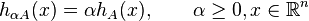 h_{\alpha A}(x)=\alpha h_A(x), \qquad \alpha \ge 0, x\in \mathbb{R}^n