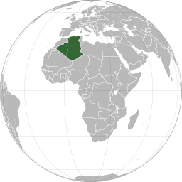 Location of &nbsp;Algeria&nbsp;&nbsp;(dark green)