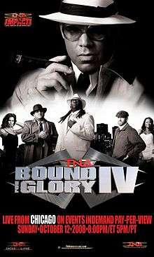 Poster featuring Karen Angle, Samoa Joe, Booker T, Kurt Angle, Christian Cage, and Gail Kim with a Chicago gangster theme