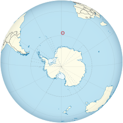 Location of &nbsp;Bouvet Island&nbsp;&nbsp;(circled in red)in the Atlantic Ocean&nbsp;&nbsp;(light yellow)