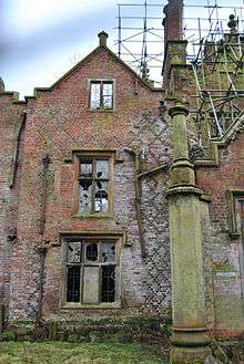 A view of the diaper (lozenge) flushwork on the north elevation of Bank Hall
