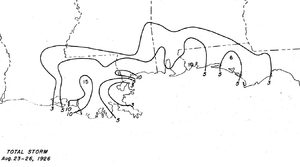 Contoured map showing rainfall amounts.