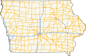 The state of Iowa is served by over 10,000 miles (16,000&nbsp;km) of primary roads. The roads are spaced out evenly across the state, with clusters of primary roads near population centers.