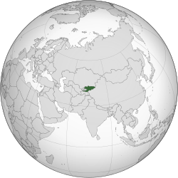 Location of &nbsp;Kyrgyzstan&nbsp;&nbsp;(green)
