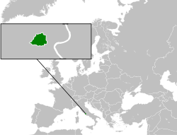Location of &nbsp;Vatican City&nbsp;&nbsp;(green)in Europe&nbsp;&nbsp;(dark grey)&nbsp; –&nbsp; [Legend]