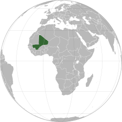 Location of &nbsp;Mali&nbsp;&nbsp;(green)