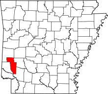 Map of Arkansas highlighting Howard County
