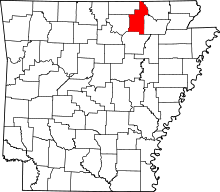 Map of Arkansas highlighting Sharp County