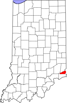 Map of Indiana highlighting Ohio County