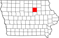Map of Iowa highlighting Butler County