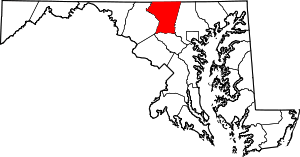 Map of Maryland highlighting Carroll County