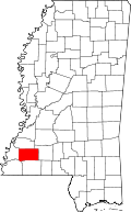 Map of Mississippi highlighting Franklin County