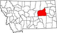 Map of Montana highlighting Garfield County