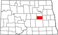 Map of North Dakota highlighting Foster County