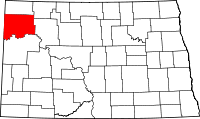 Map of North Dakota highlighting Williams County