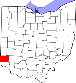 Map of Ohio highlighting Butler County