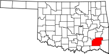 Map of Oklahoma highlighting Pushmataha County