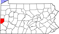 Map of Pennsylvania highlighting Beaver County