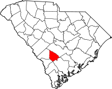 Map of South Carolina highlighting Bamberg County