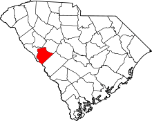 Map of South Carolina highlighting Edgefield County