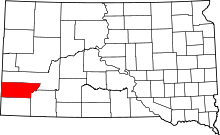 Map of South Dakota highlighting Custer County