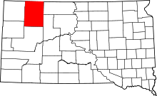 Map of South Dakota highlighting Perkins County