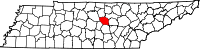 Map of Tennessee highlighting DeKalb County