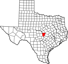 State map highlighting Burnet County