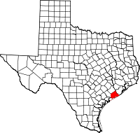 State map highlighting Matagorda County