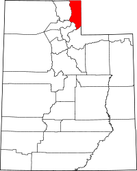 Map of Utah highlighting Rich County