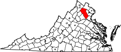 Map of Virginia highlighting Fauquier County