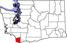 Map of Washington highlighting Clark County