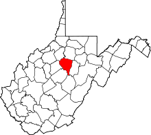 Map of West Virginia highlighting Lewis County