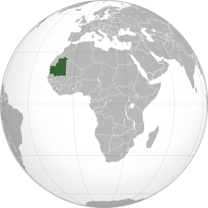 Location of &nbsp;Mauritania&nbsp;&nbsp;(green)in Africa&nbsp;&nbsp;(dark grey)