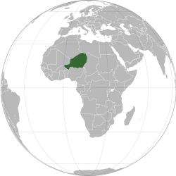 Location of &nbsp;Niger&nbsp;&nbsp;(dark green)–&nbsp;in Africa&nbsp;&nbsp;(light blue &&nbsp;dark grey)–&nbsp;in the African Union&nbsp;&nbsp;(light blue)