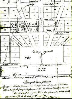 A hand-drawn map depicting the original plan for the Town of Oxford