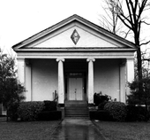 A white, columned structure