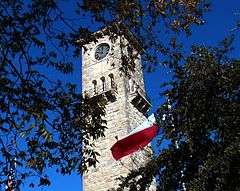 Clock tower built in 1870 inside the Quadrangle on Fort Sam Houston, Texas