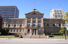 The Courthouse in downtown South Bend. The County-city building is visible in the background.