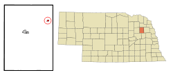 Location of Pilger within Stanton County and Nebraska