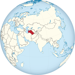Location of &nbsp;Turkmenistan&nbsp;&nbsp;(red)