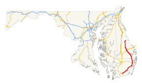 A map of Maryland and Delaware with US&nbsp;113 highlighted.