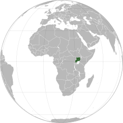 Location of &nbsp;Uganda&nbsp;&nbsp;(dark green)–&nbsp;in Africa&nbsp;&nbsp;(light blue &&nbsp;dark grey)–&nbsp;in the African Union&nbsp;&nbsp;(light blue)