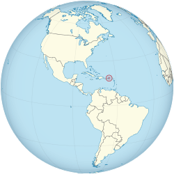 Location of &nbsp;United States Virgin Islands&nbsp;&nbsp;(circled in red)in the Caribbean&nbsp;&nbsp;(light yellow)