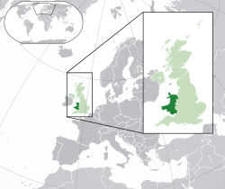 Location of &nbsp;Wales&nbsp;&nbsp;(dark green)–&nbsp;in Europe&nbsp;&nbsp;(green &&nbsp;dark grey)–&nbsp;in the United Kingdom&nbsp;&nbsp;(green)