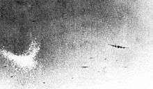 Grainy Second World War photograph of a cloud of chaff dropped from an aircraft