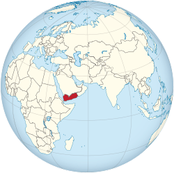 Location of &nbsp;Yemen&nbsp;&nbsp;(red)in the Arabian Peninsula&nbsp;&nbsp;(white)